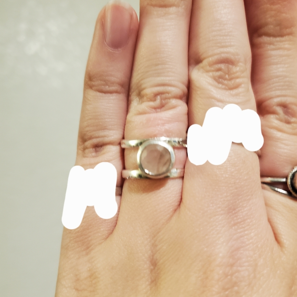 Double Band Rose Quartz Sterling Silver Ring
